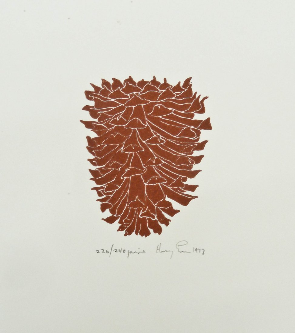 6pc Henry Evans Various Woodcut Prints. They are all: 6pc Henry Evans Various Woodcut Prints. They are all pencil signed and some numbered. Includes ''Pine'' 1977 226/240 13''x10'', Untitled Leaves 1965 19''x12.5'', ''Persimmons'' 1972 114/125 13''x20'',