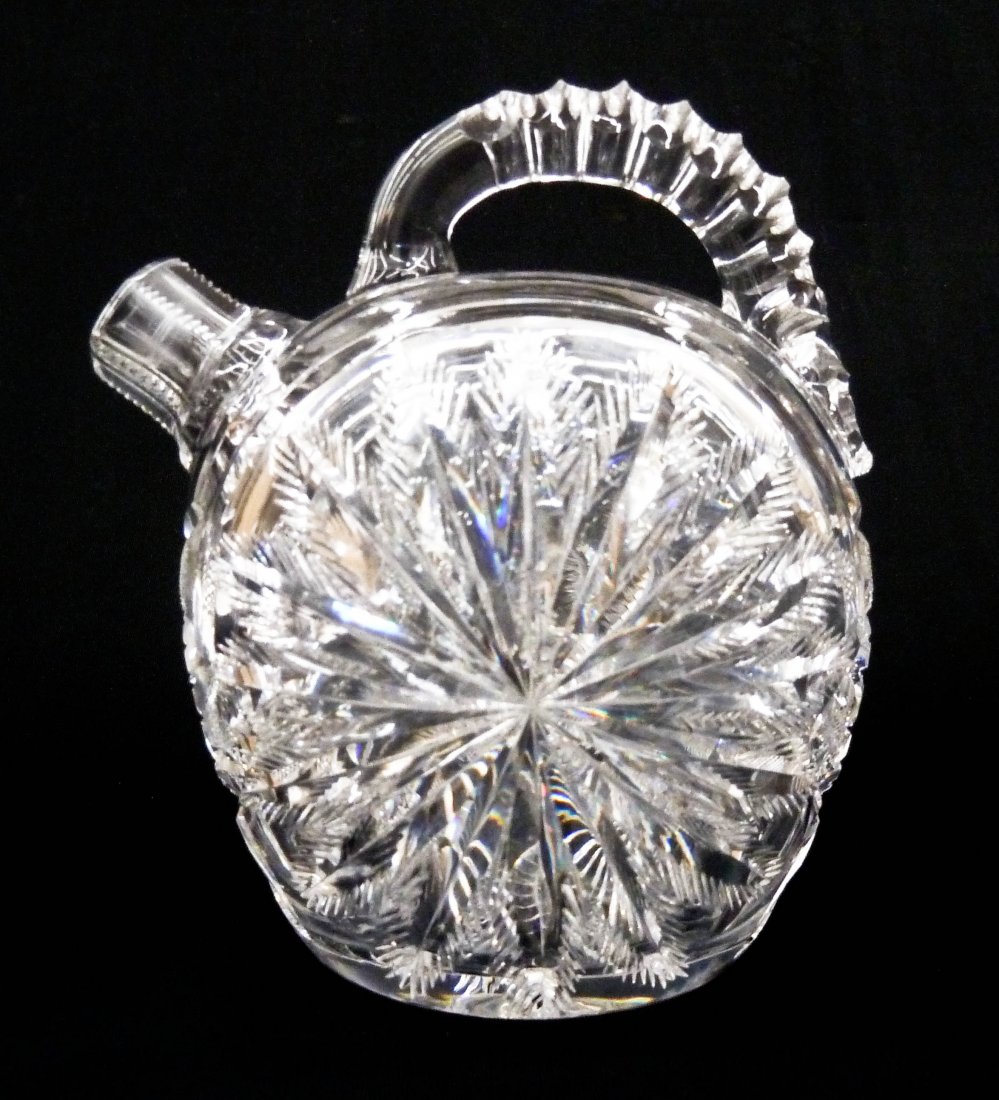 Antique Brilliant Cut Rum or Whisky Jug 6.5''x5''. No: Antique Brilliant Cut Rum or Whisky Jug 6.5''x5''. No visible signature. A few small exterior edge flakes. Overall excellent condition. ABCG, possibly American.