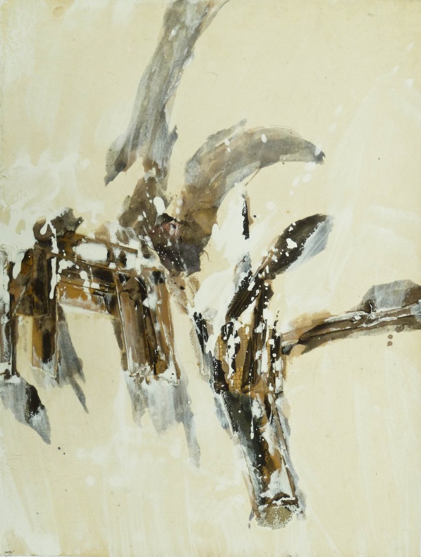John Franklin Koenig (1924-2008 Washington) ''Puzzle'': John Franklin Koenig (1924-2008 Washington) ''Puzzle'' 1965 Mixed Media Collage on Paper 22.5''x17.5''. A stark abstraction that is signed and dated l.r. corner. Loose, unframed. Excellent condition.
