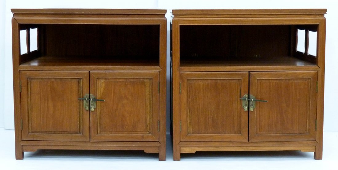 Pair Chinese Rosewood Side Tables 28''x28''x22'' Each.: Pair Chinese Rosewood Side Tables 28''x28''x22'' Each. Purchased at Gump's San Francisco in the 1960's. Overall excellent condition. 20th century, China.