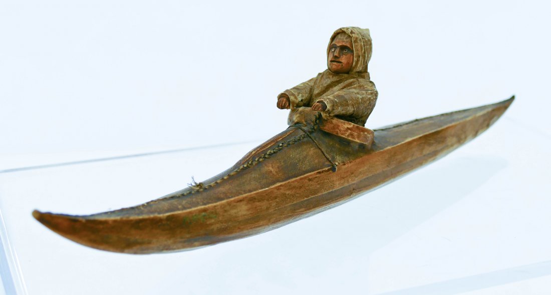 antique alaskan eskimo kayak sealskin model