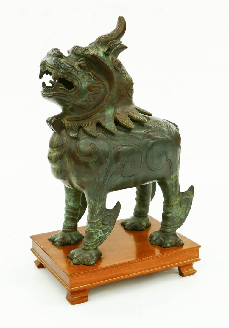 A Chinese Archaistic Kylin Bronze Censer on Stand (1 of 3)