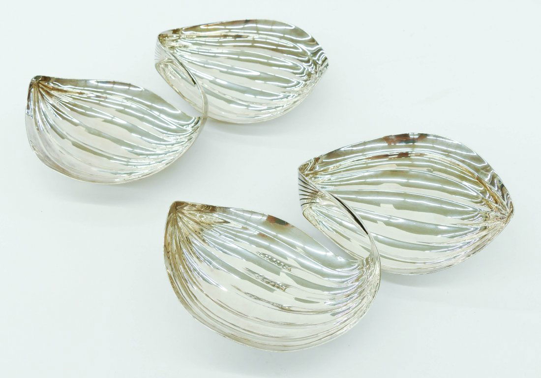 Pair of Japanese Modern Silver Leaf Dishes 2.5''x7'' (1 of 2)