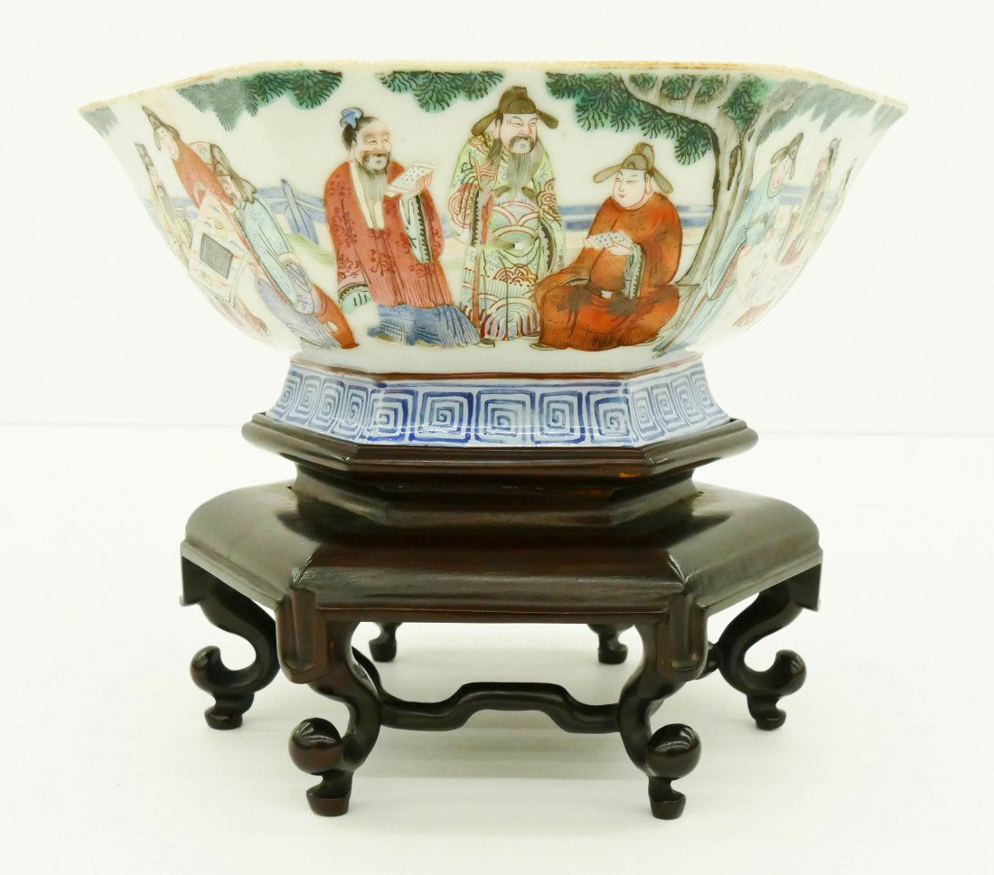 Chinese Hexagonal Famille Rose Porcelain Bowl (1 of 3)