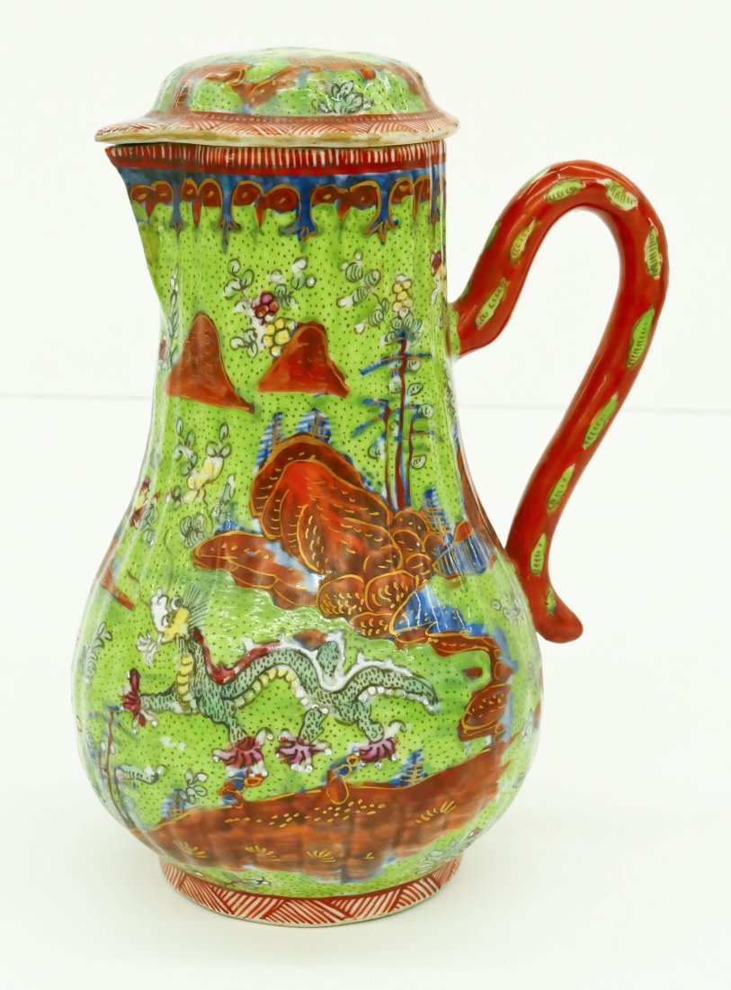 Chinese Clobbered Export Porcelain Coffee Pot 9''x6''. (1 of 2)