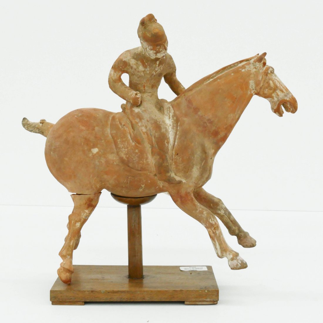 Chinese Tang Pottery Polo Player on Stand 14''x14.5''. (1 of 2)
