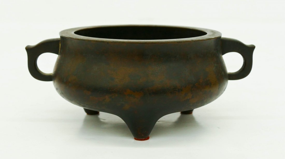 Chinese Ming Bronze Tripod Censer 3.5''x6.5''. Heavy (1 of 5)