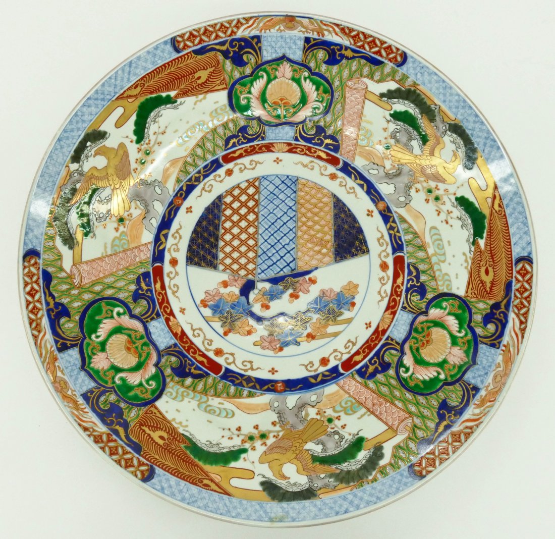 Japanese Gilt Imari Porcelain Large Charger 22''. Deep (1 of 2)