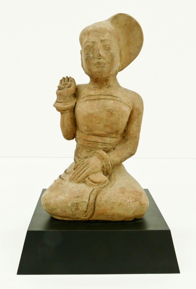 Javanese Majapahit Seated Female Terracotta Figure on (1 of 2)