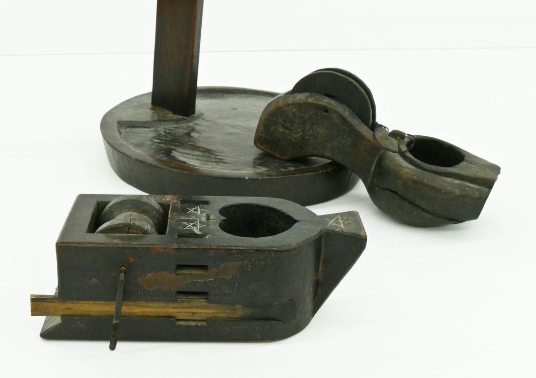 3pc Korean Carved Wood Tools. Includes a lamp stand (1 of 2)