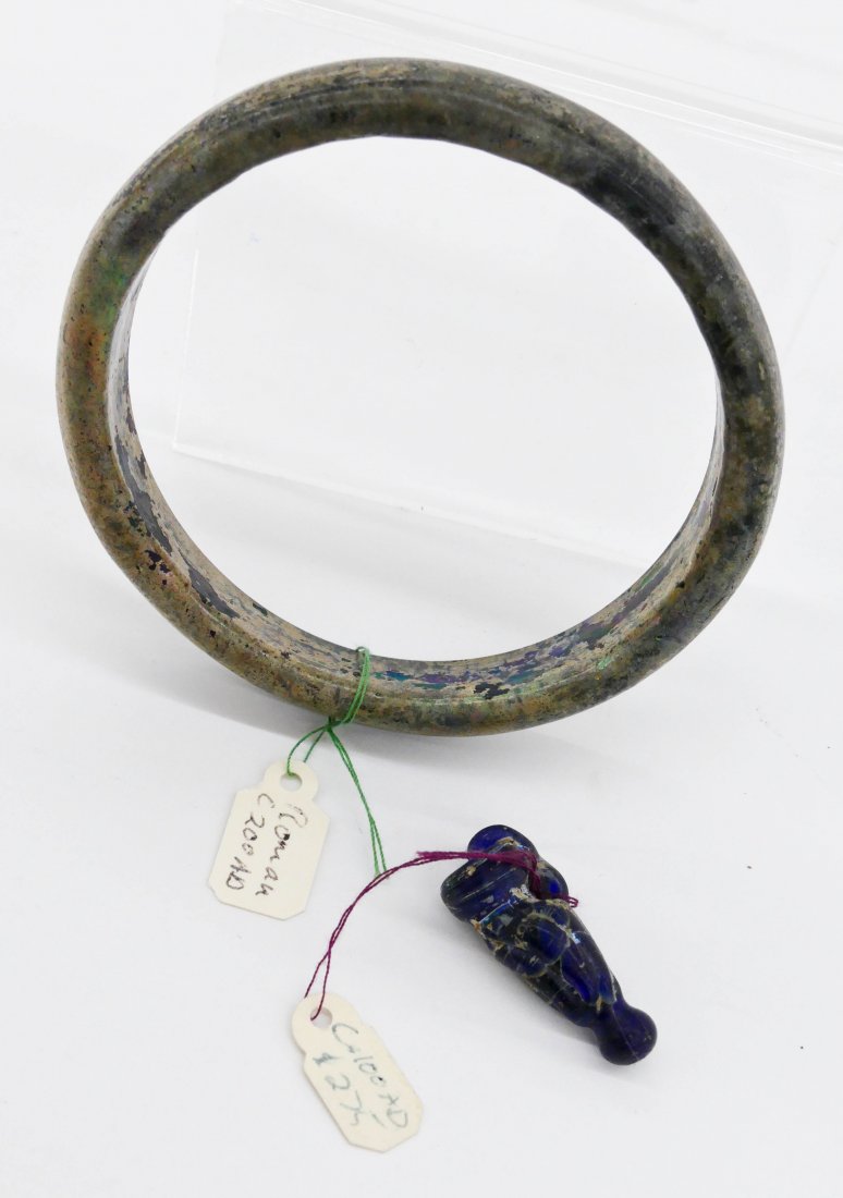 2pc Ancient Roman Glass Bracelet & Miniature. Includes (1 of 1)