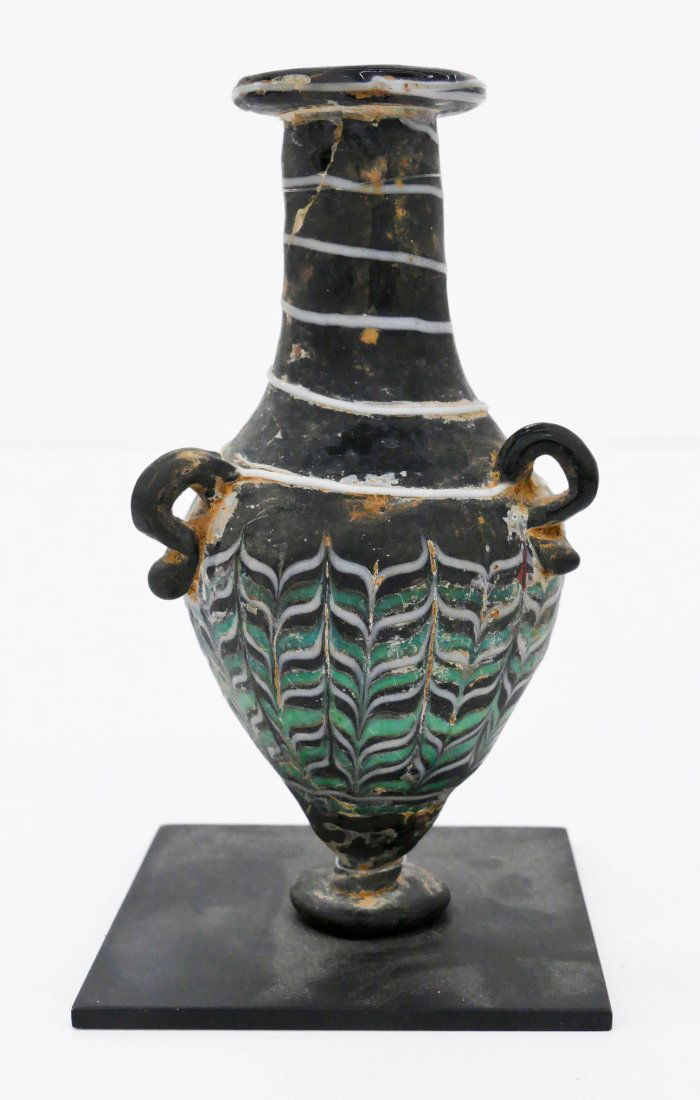 Ancient Greek Glass Miniature Amphora on Stand (1 of 2)