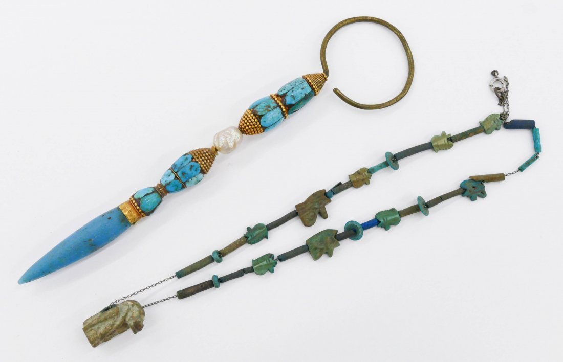 2pc Ancient Egyptian Jewelry. Includes a gold and (1 of 2)