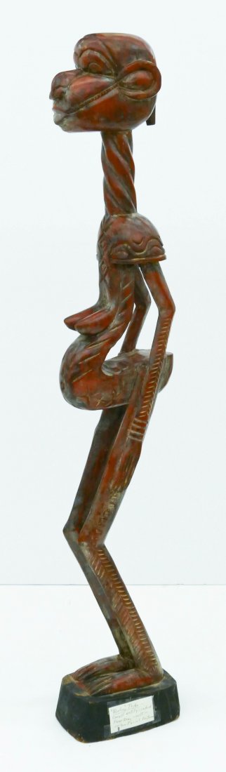 African Female Fertility Carved Wood Figure 39''x6.5''. (1 of 2)