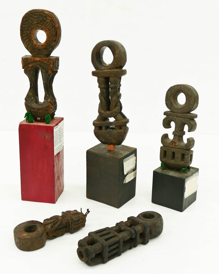 5pc Tibetan Yak Butter Churn Carved Wood Handles 6'' to (1 of 3)