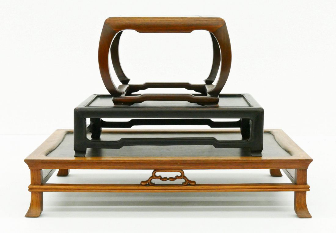 3pc Chinese Rosewood Display Platforms. Sizes include (1 of 2)