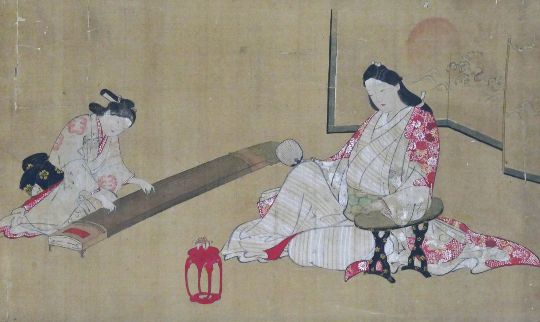Japanese Geisha Girl Scroll Painting 41.5''x20''. An (1 of 2)