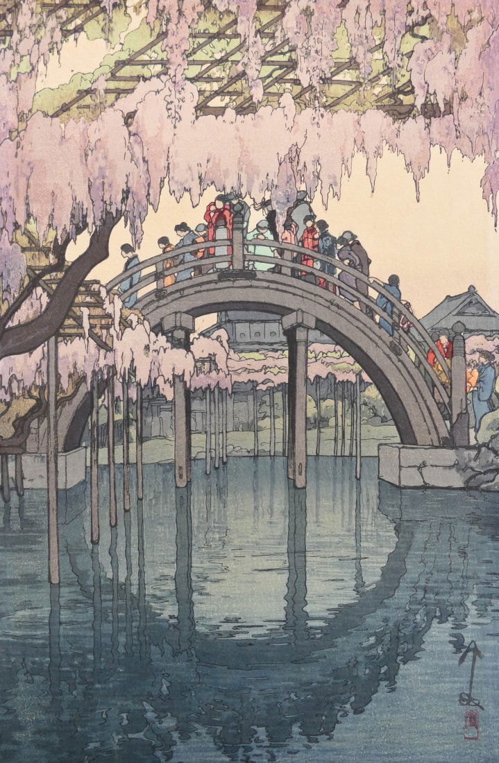 Hiroshi Yoshida ''Kameido Bridge'' Woodblock Print (1 of 3)