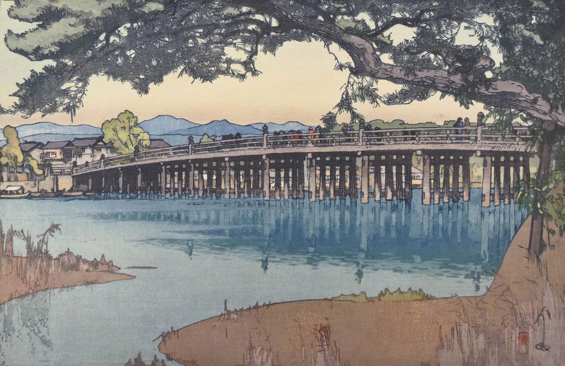 Hiroshi Yoshida ''Seta Bridge'' Woodblock Print (1 of 3)