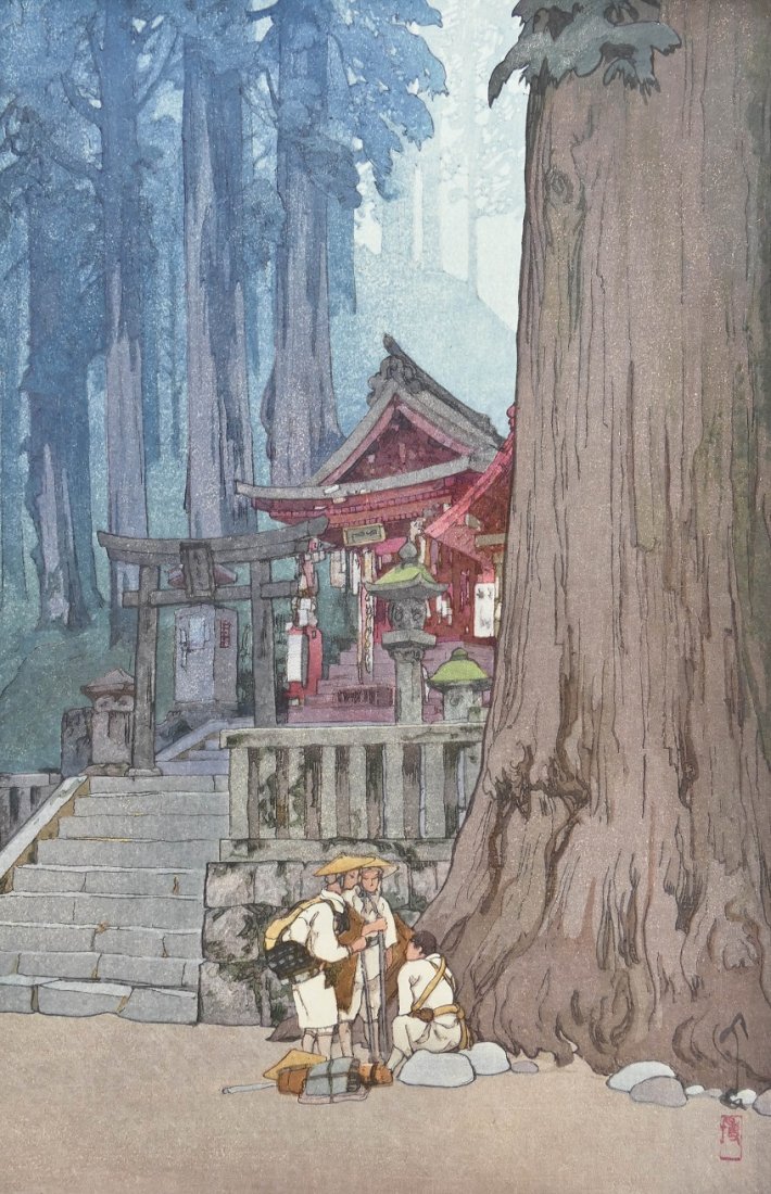 Hiroshi Yoshida ''Misty Day in Nikko'' Woodblock Print: Hiroshi Yoshida ''Misty Day in Nikko'' Woodblock Print 16''x10.75'' Sheet. Japanese block print oban size. Pencil signed. Excellent condition. Loose, unframed.