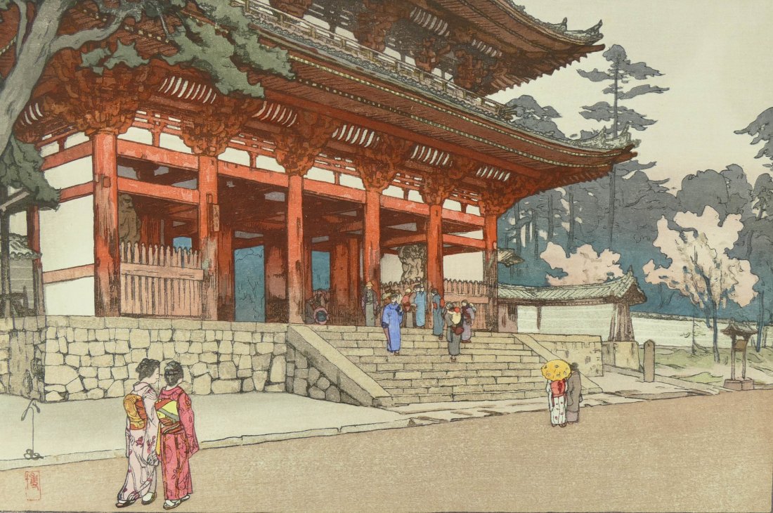 Hiroshi Yoshida ''Omuro'' Woodblock Print 10.75''x16'': Hiroshi Yoshida ''Omuro'' Woodblock Print 10.75''x16'' Sheet. Japanese block print oban size. Pencil signed. Excellent condition. Loose, unframed.