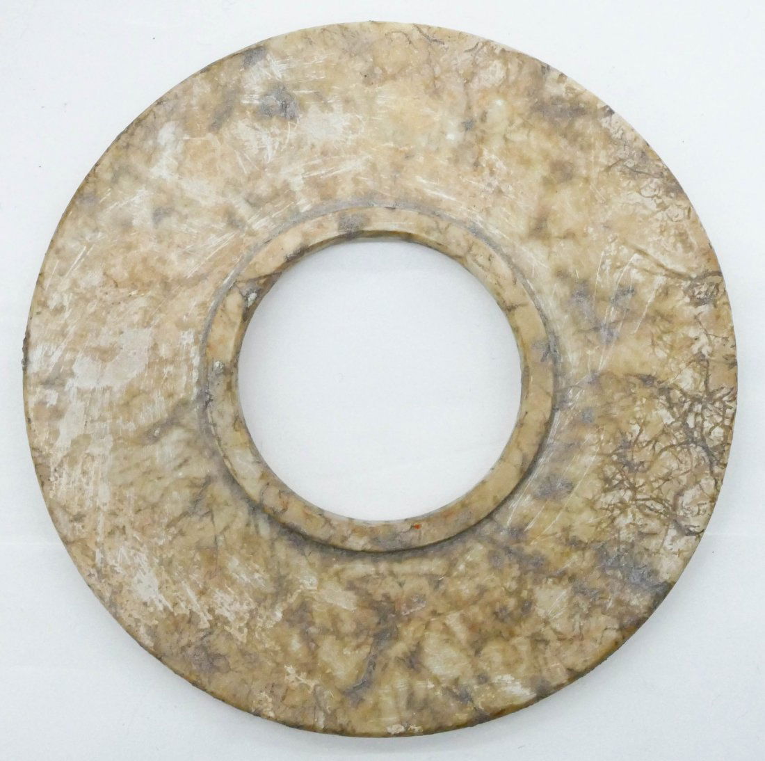 Ancient Jade Pi Disc 6". White carved jade disc with ca (1 of 3)