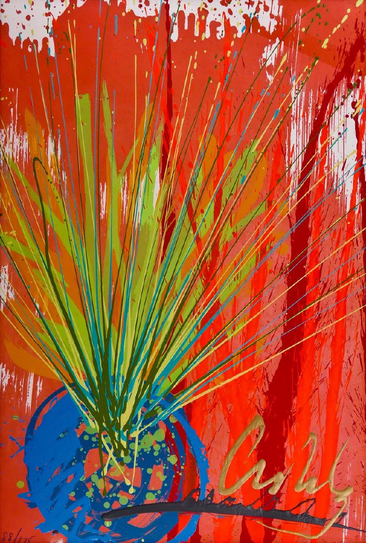 Dale Chihuly ''Fiesta Ikebana'' 2003 Intaglio: Dale Chihuly ''Fiesta Ikebana'' 2003 Intaglio Lithograph with Handwork 37''x25'' Image. Signed and embellished in acrylic. Numbered 88 of 175 edition. Published by Portland Press with original certifi