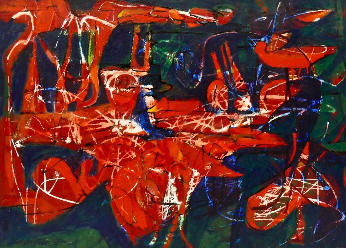 James Haseltine (1924-2013 Oregon) ''Phoenix'' 1952 Oil (1 of 4)