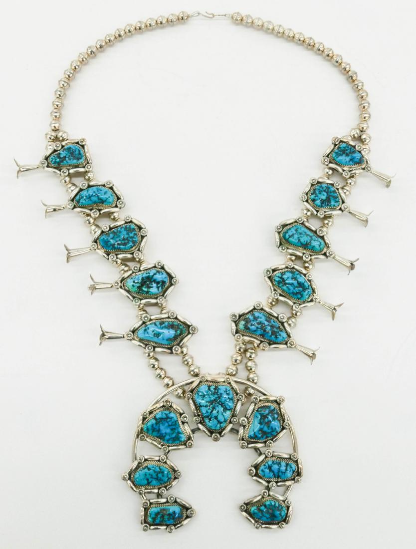 Gomez Navajo Silver & Turquoise Squash Blossom 26''. (1 of 3)