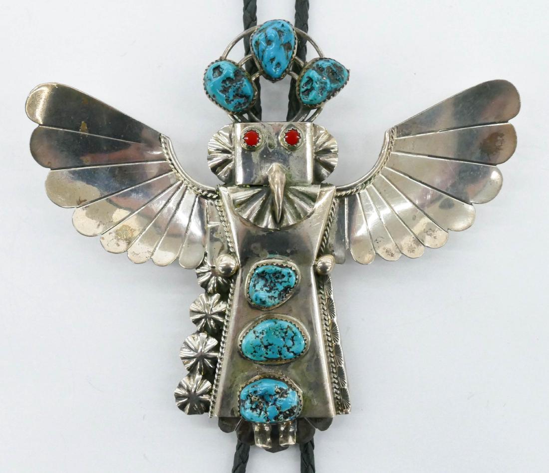 Tim Morgan Sr. Navajo Silver Eagle Kachina Bolo Tie (1 of 3)