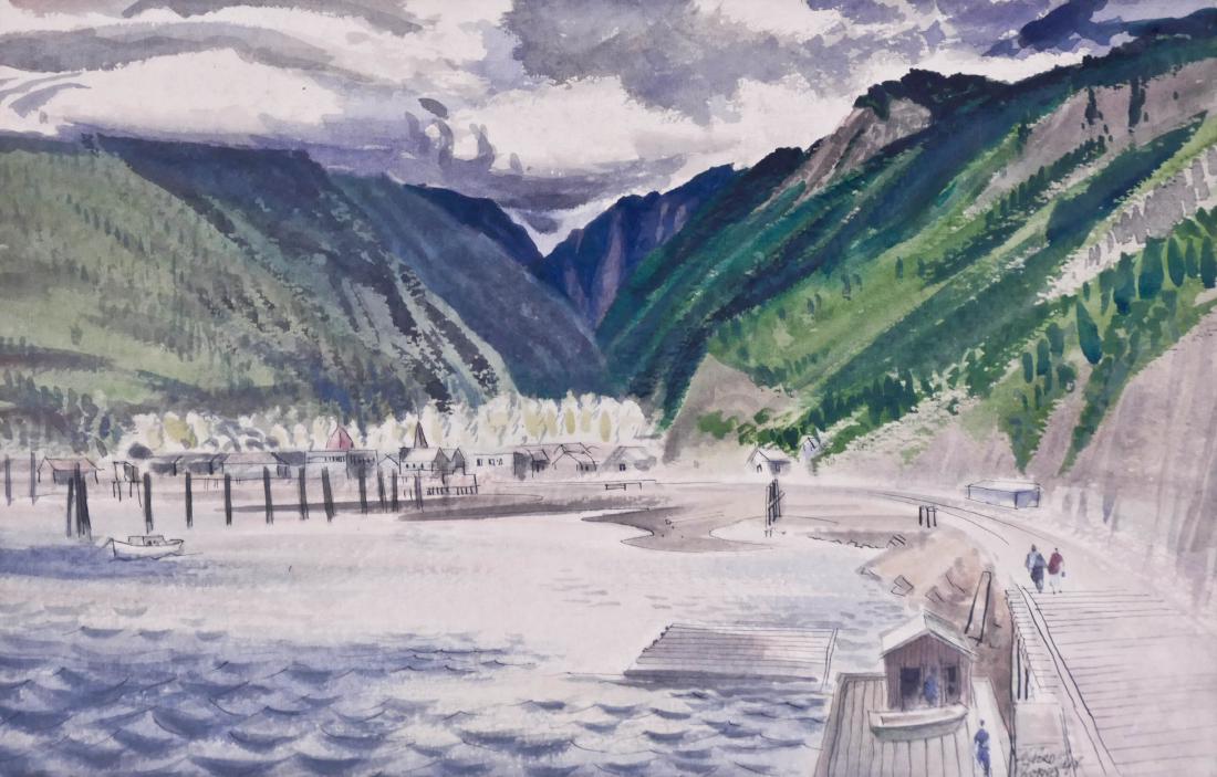 Milford Zornes (1908-2008 American) Harbor Scene 1948 (1 of 2)