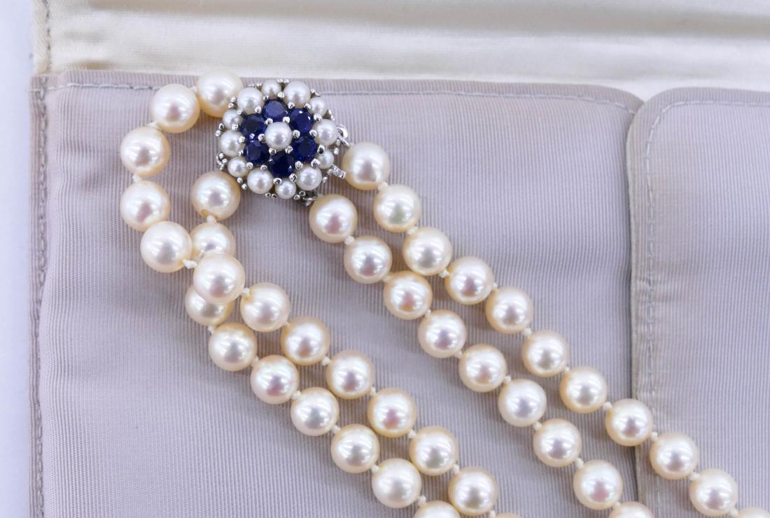 Lady's 14k Sapphire & Pearl Double Strand Necklace (1 of 4)