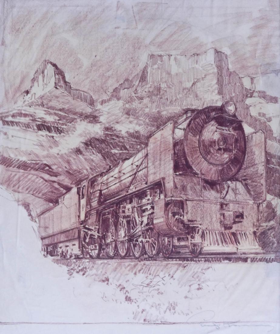 Luigi Kasimir (1881-1962 Austrian) Locomotive in the (1 of 3)