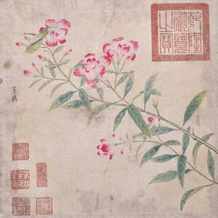 Wu Bing Song Dynasty Flowers: 宋 吴炳 (生卒不祥) 花卉图 册页设色水墨纸本镜片 