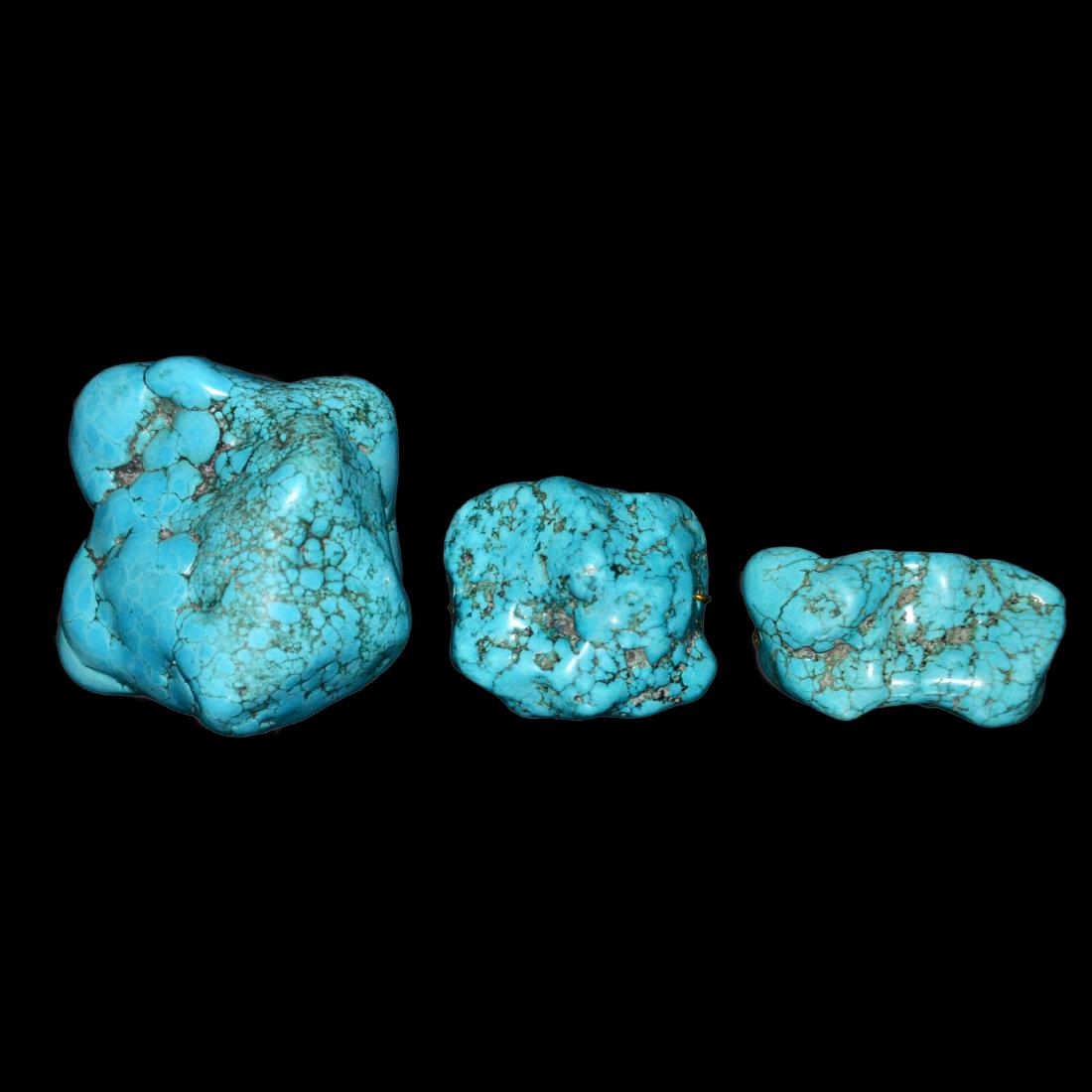Three Natural Turquoise Stones in Deep Turquoise Blue (1 of 8)