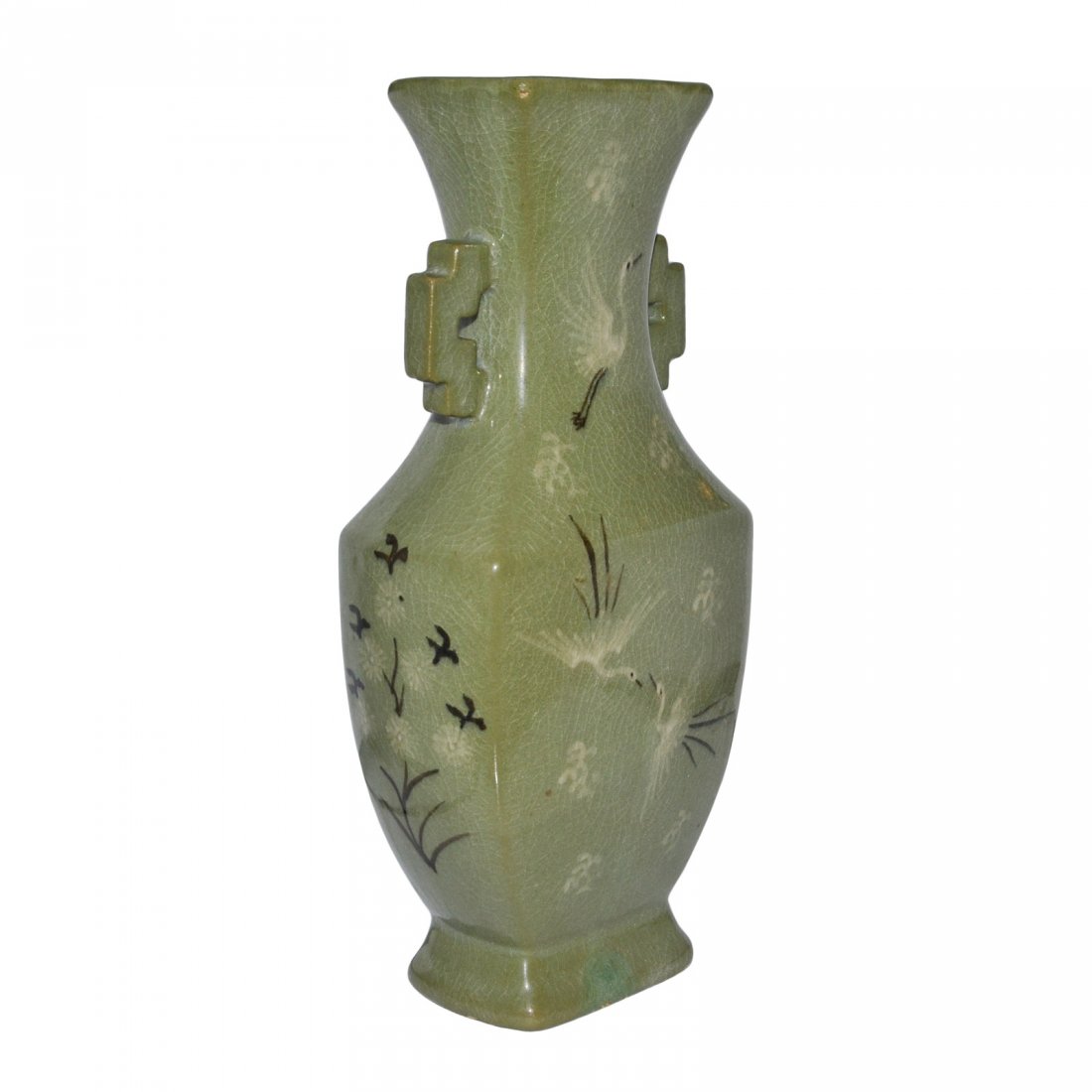 Korea, 19th Century Celadon-Glazed Crane and Cloud Squa (1 of 8)