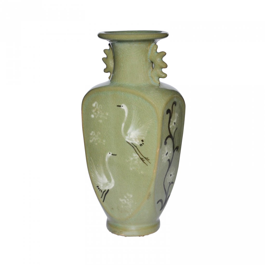 Korea, 19th Century Celadon-Glazed Crane and Cloud Squa (1 of 8)