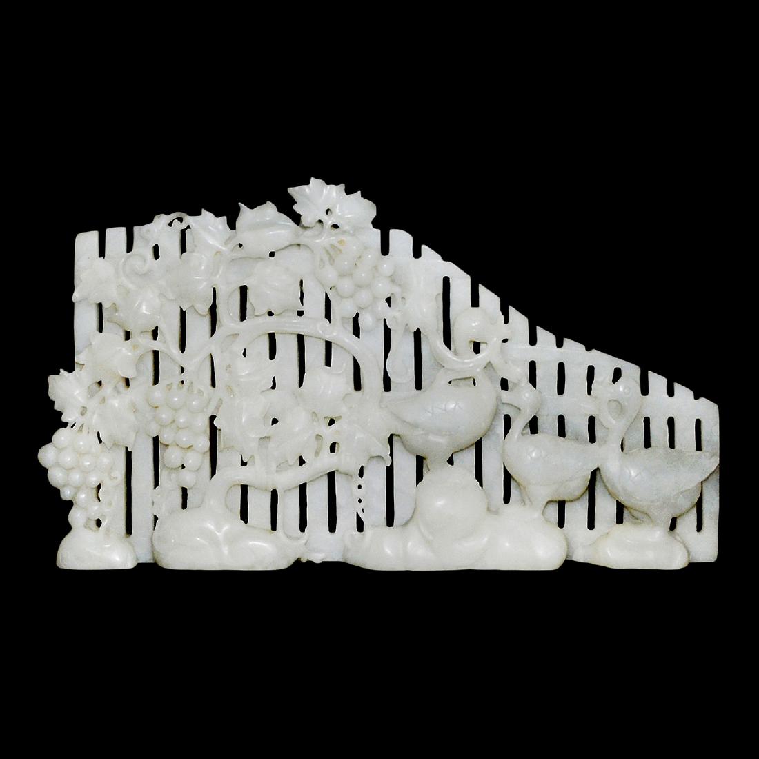 Qing Dynasty, A White Jade Carving of Geese Group under (1 of 6)