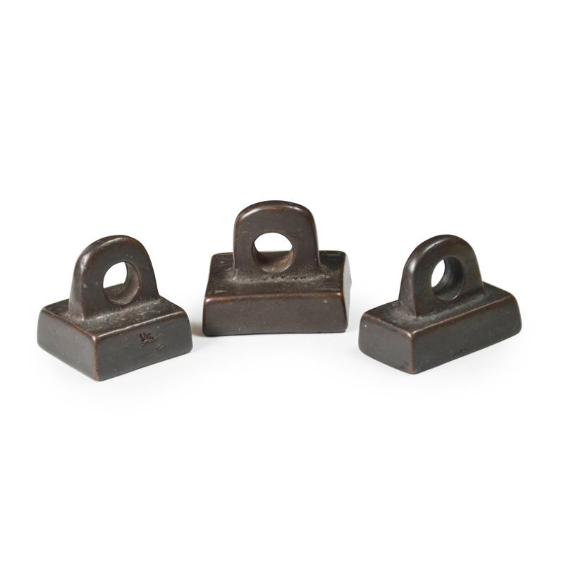 Han Dynasty, Three Bronze Seals with Bridge Knops (1 of 6)