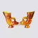 A Pair of Carved Golden Amber Gong - 2