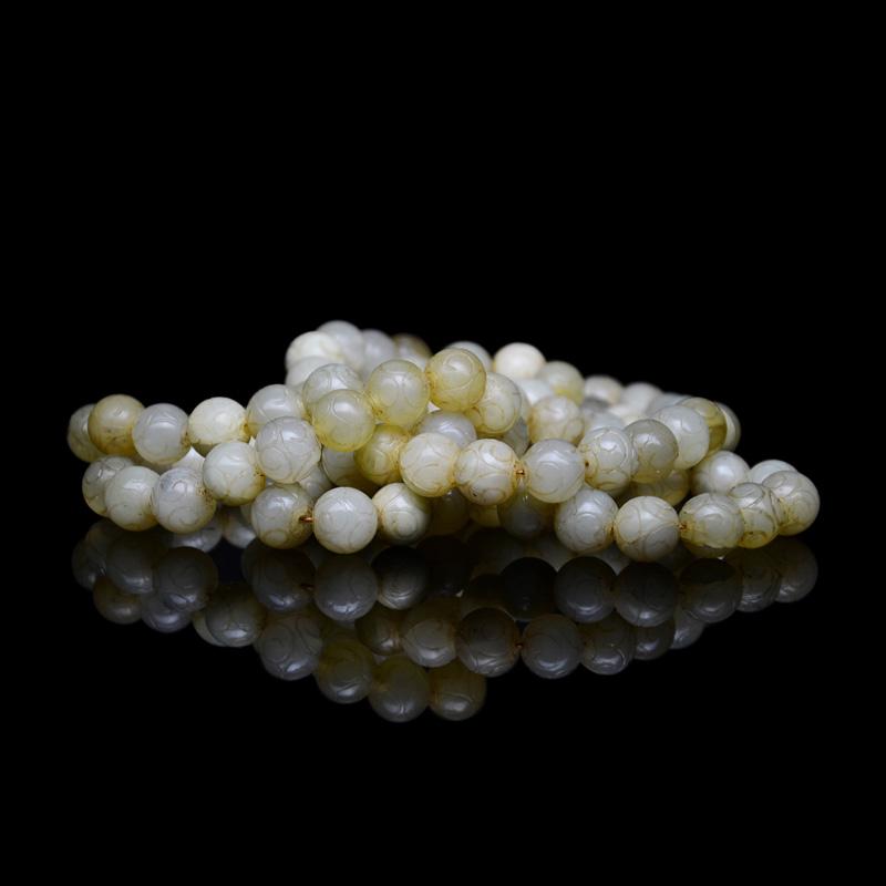 Carved Jade Prayer Bead Necklace, 100 Beads (1 of 4)