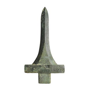 Warring States, Ritual Bronze Socketed Halberd Blade,: 战国 青铜龙纹援戈