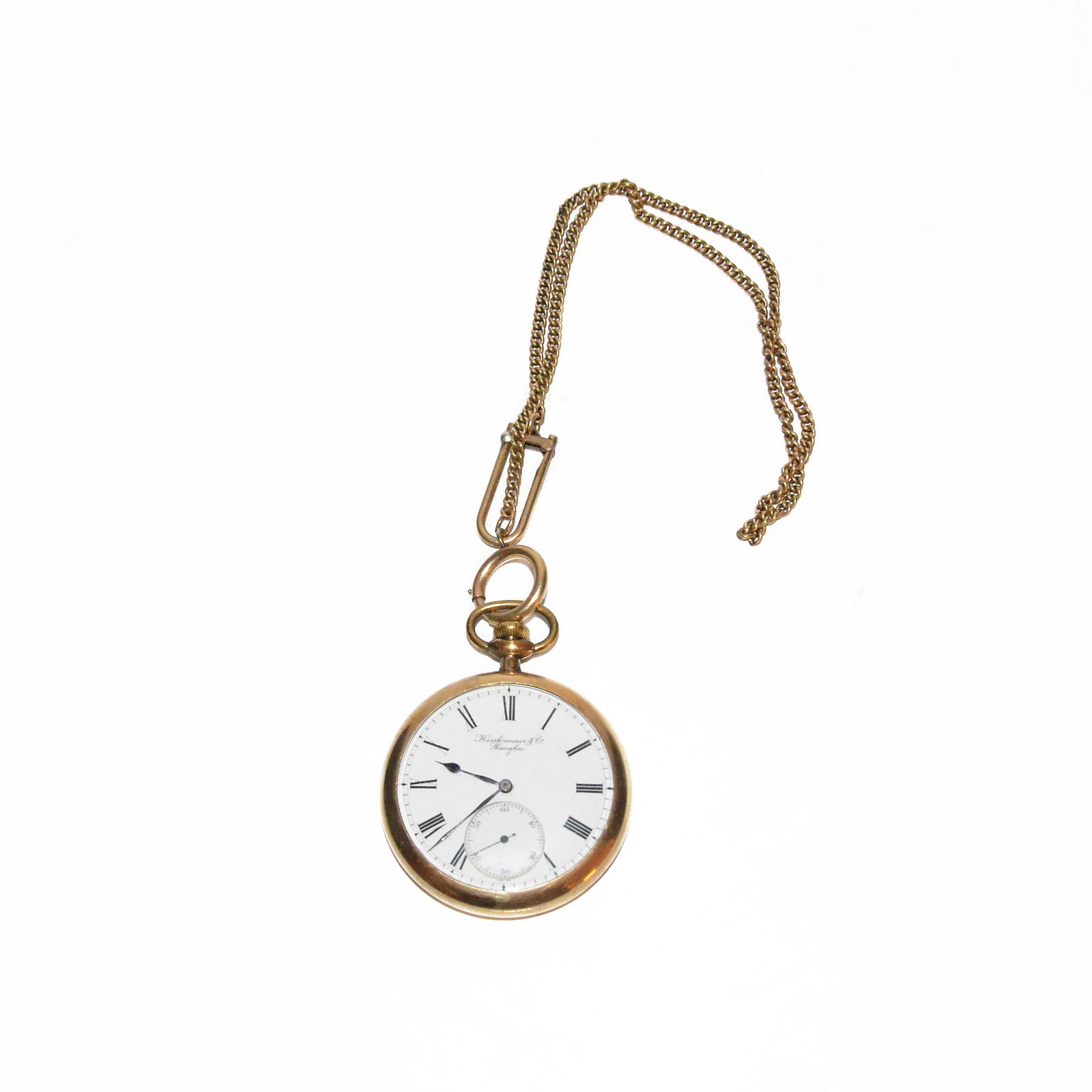 Shanghai Hirsbrunner & Co. Swiss Gold Plated Cased Pin Pallet Lever