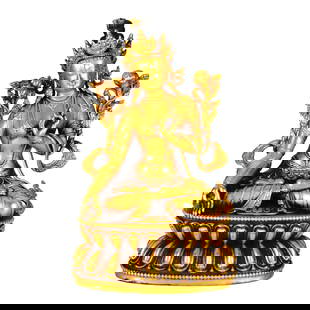 清 藏传铜鎏金文殊菩萨 Qing, Tibetan A: 清 藏传铜鎏金文殊菩萨