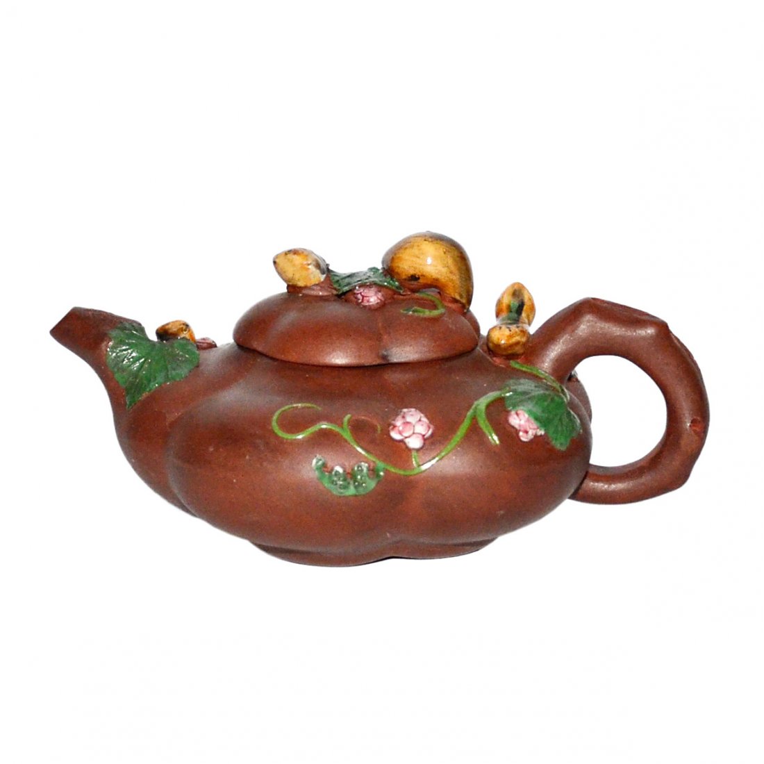 A Plum Blossom Lobed Zisha Teapot with Applied (1 of 8)