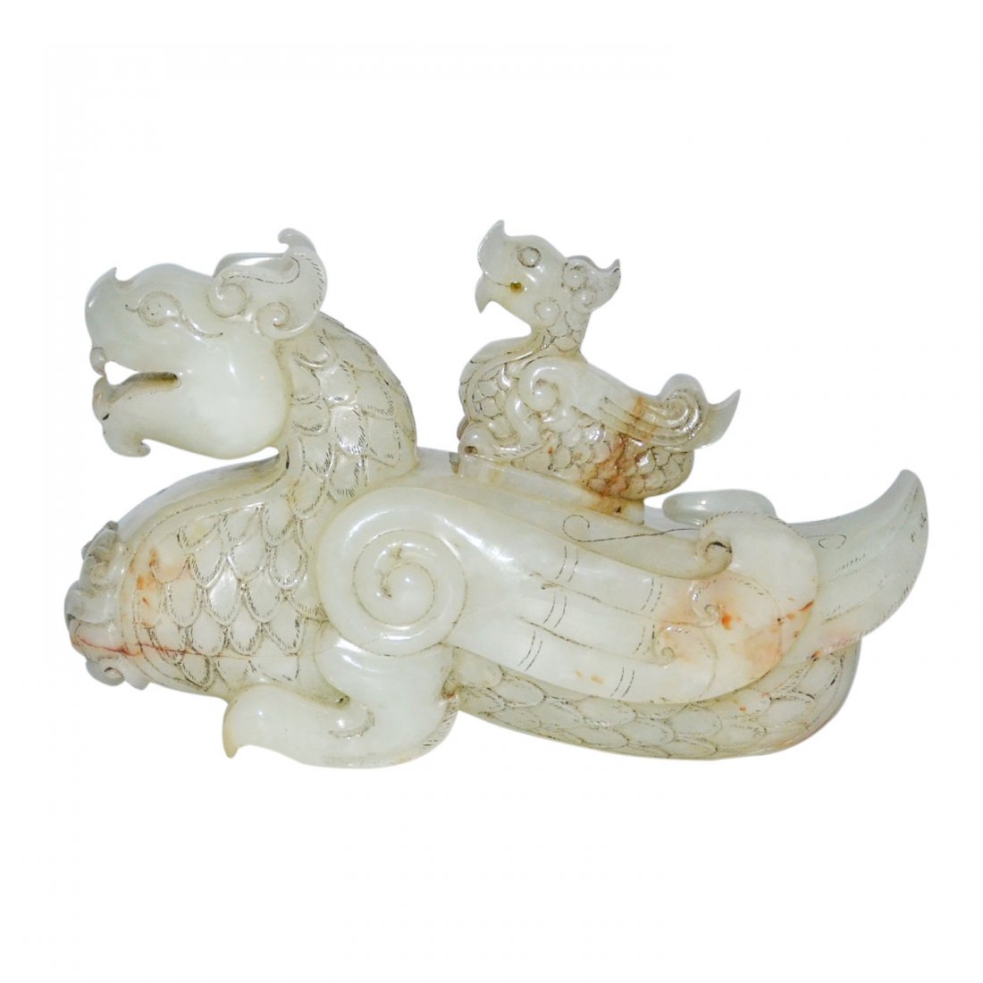 A Carved Jade Mythical Beast Zun with Dragon Head and (1 of 9)