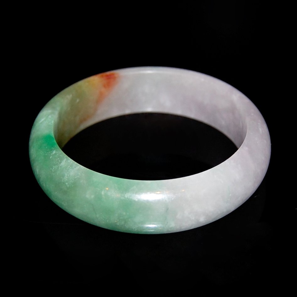 Glass Jadeite Lavender Bracelet with Yellow Inclusions, (1 of 3)