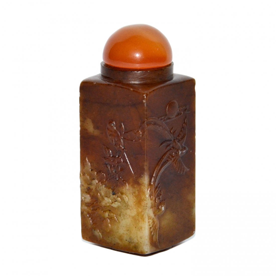 Qing, Qianlong Mark Jade Square Snuff Bottle carved (1 of 8)