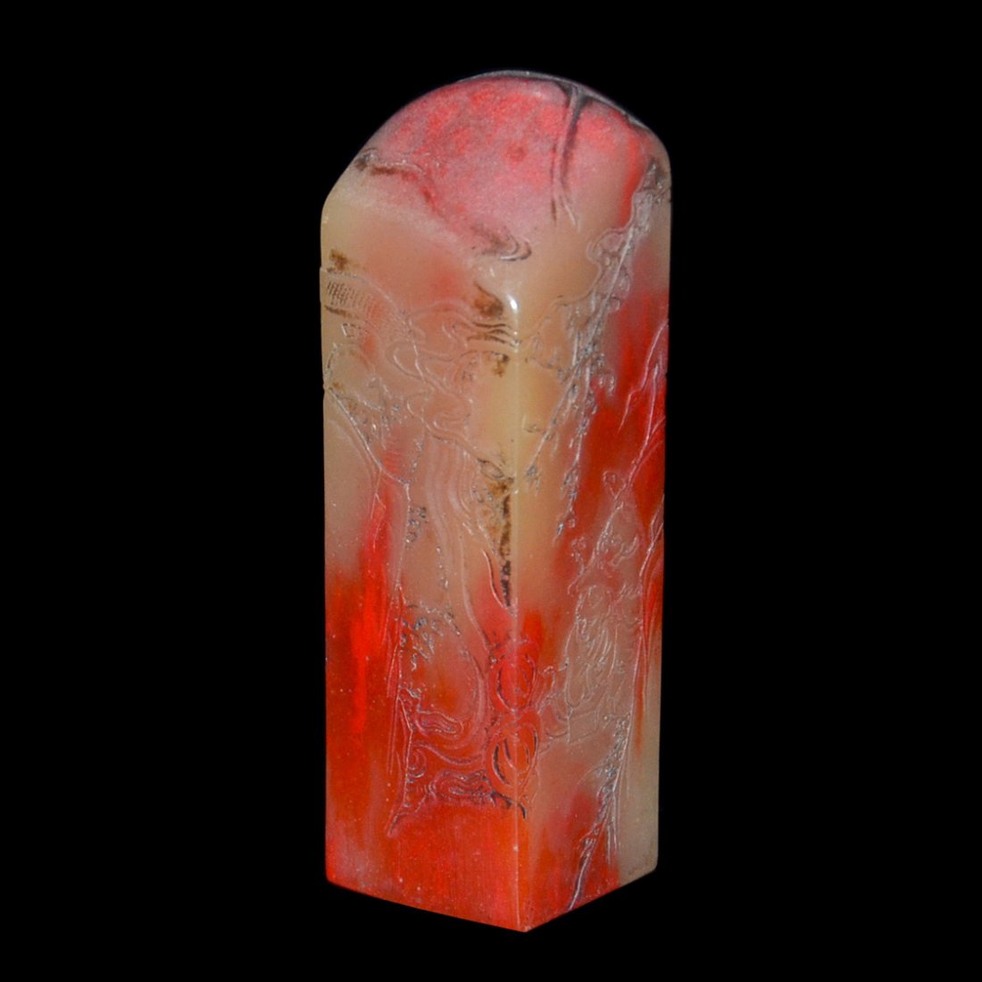 Shoushan Red Furong Stone Seal with Figural Landscape (1 of 7)