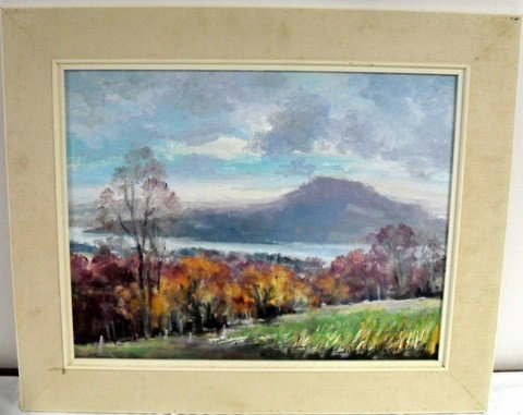 O/B Canandaigua Lake by Ward P Mann: O/B entitled Canandaigua Lake, signed Ward P. Mann. 14" x 18" sight